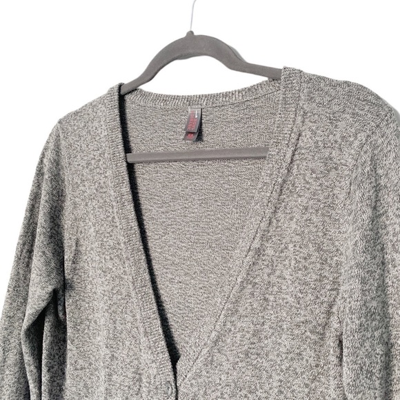 District Made Heather Cardigan Sweater with Pockets Gray White Button Down - Picture 4 of 9